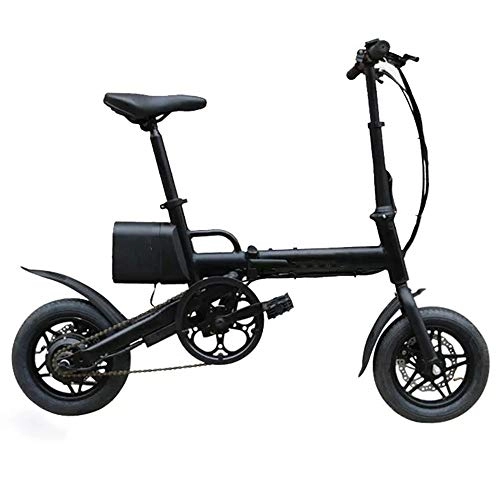 Electric Bike : Asdflinabike Electric Moped Bicycle 36V 6.6AH 250W Black 12 Inches City Folding Electric Bicycle 20km / h 50KM Mileage E Bike with Pedals Power Assist (Color : Black, Size : 123x93cm)