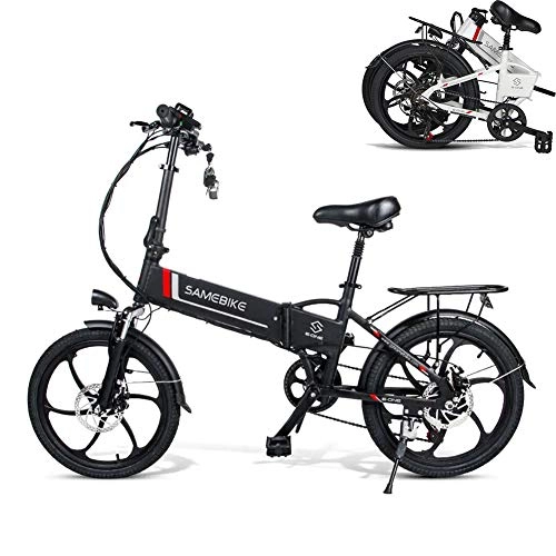 Electric Bike : ASTOK 20'' Electric Bike Folding Mountain Ebike 350W Electric Bicycle, 35KM / H Commuting Bike with 48V 10.4Ah Lithium Battery, 7 Speed Gears, Black