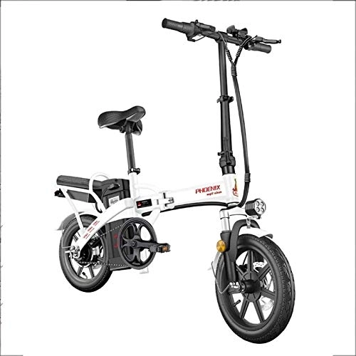 Electric Bike : ASVIL Bike Electric Ebikes Fast Electric Bikes for Adults 14Inch Electric Bicycle Folding Electric Bike for Adults with Inverter Motor, City Bicycle Max Speed 25 Km / H Outdoor Shoping / White / 8Ah