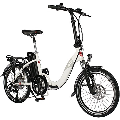 Electric Bike : AsVIVA e-Bike B13 folding bicycle 20" wheels, 36V 250 Watt rear Motor with 7-Speed-Shimano-Gearshift, Disc brakes and powerfull 15.6Ah Samsung-Cell-Battery - Color White