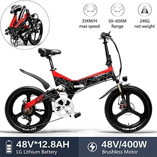 Electric Bike : AUZZO HOME 400W Folding Electric Bicycle for Adult 48V 12.8Ah Lithium Battery 70km Long Battery Life 7 Speed Mountain Bike 3 Riding Modes 150kg Load