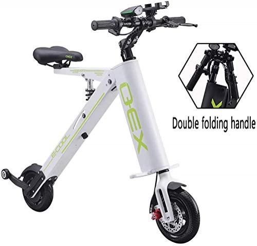 Electric Bike : AUZZO HOME Folding Electric Car Portable Travel Battery Car Double Wheel Power 36V Lithium Battery Cruising Range 25km for Adult and Teenager, White