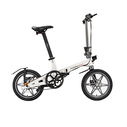 Electric Bike : Axon Rides Electric Bike for Adults, Lightweight Folding Bike, Single Speed, 250W Electric Motor, Lithium-Ion Battery, LCD Display Battery Indicator and Powerful Break (Axon PRO 7, Ivory White)
