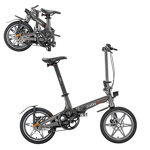 Electric Bike : Axon Rides Electric Bike for Adults, Lightweight Folding Bike, Single Speed, 250W Electric Motor, Lithium-Ion Battery, LCD Display Battery Indicator, Battery Range upto - 25 miles