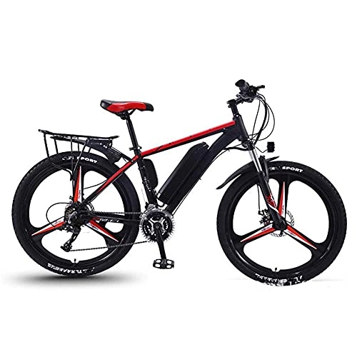 Electric Bike : AYHa Adult Mountain Electric Bike, 350W Motor 26" Electric Off-Road Bike with Removable 36V 8 / 10 / 13Ah Lithium-Ion Battery 27 Speed Dual Disc Brakes with Rear Seat Unisex, Black red, B 36V10AH