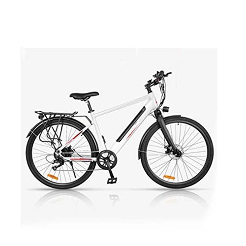 Electric Bike : AYHa Adults City Electric Bike, with 350W Powerful Motor 27" Mountain Commute E Bike Aluminum Alloy Frame 6 Speed Dual Disc Brakes Removable Battery Three Options, White, C 14AH