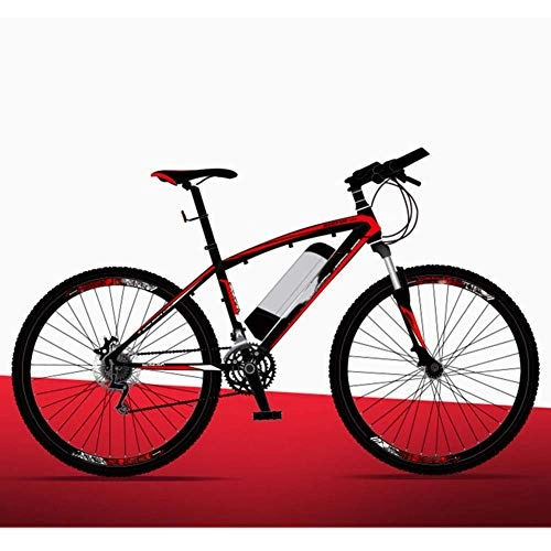 Electric Bike : AYHa Adults Electric Assist Bicycle, 21 Speed with Helmet 26 inch Travel Electric Bicycle Dual Disc Brakes Gear Mountain E-Bike up to 130 Kilometers, Red, B