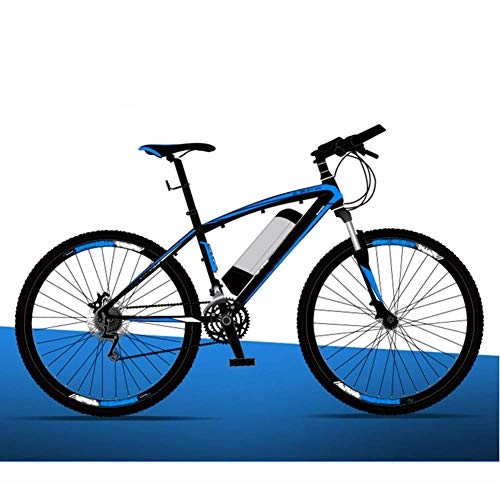 Electric Bike : AYHa Adults Electric Assist Bicycle, with Riding Helmet 26 inch Travel Electric Bicycle Dual Disc Brakes 21 Speed Gear Mountain Ebike up to 130 Kilometers, Blue, A
