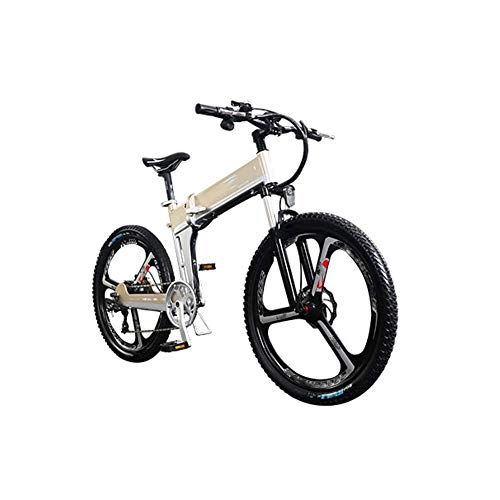 Electric Bike : AYHa Adults Electric Bike, with 400W Motor 26'' Folding Mountain E-Bike Hidden Removable Lithium Battery Dual Disc Brakes City Electric Bike Unisex, Gold