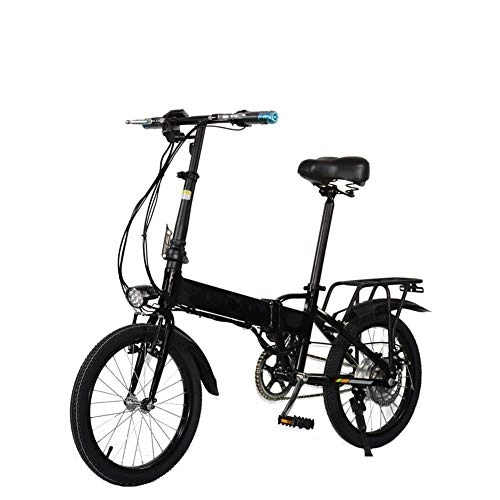 Electric Bike : AYHa Adults Folding Electric Bike, 300W 18 inch Commute Ebike with Remote Control System and Rear Seat 48V Removable Battery Rear Disc Brake Unisex, Black, 7AH