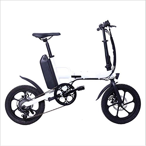 Electric Bike : AYHa Adults Folding Electric Bike, Mini Electric Bicycle with 36V 13Ah Lithium Battery Boosts Electric Bicycles 6-Speed Shift Double Disc Brake Unisex, White