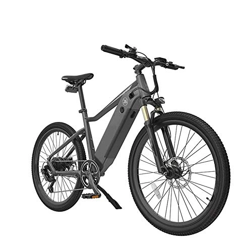 Electric Bike : AYHa Adults Mountain Electric Bike, 250W Motor 26 inch Outdoor Riding E Bike 7 Speed Transmission with Waterproof Meter Dual Disc Brakes with Rear Seat, Grey, A