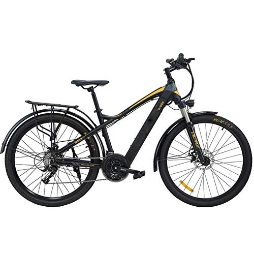 Electric Bike : AYHa Adults Mountain Electric Bike, 27.5 inch Travel E-Bike Dual Disc Brakes with Mobile Phone Size LCD Display 27 Speed Removable Battery City Electric Bike, Gray Orange, B 9.6AH