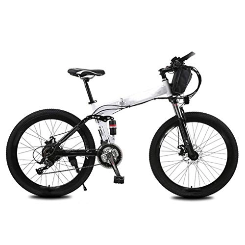 Electric Bike : AYHa Electric Folding Bicycle, 240W 21 Speed 26 inch City Electric Bike for Adults with Removable Battery Commuter E-Bike Dual Disc Brakes Unisex, White, AD 10AH