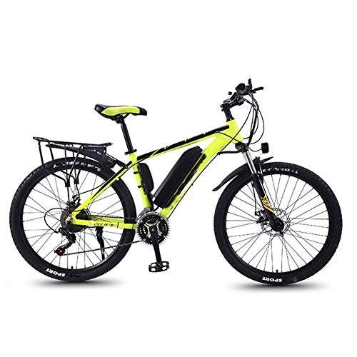 Electric Bike : AYHa Electric Off-Road Bike, 350W Motor 26" Adult Electric Mountain Bike with Removable 36V 8 / 10 / 13Ah Lithium-Ion Battery 27 Speed Dual Disc Brakes with Rear Seat Unisex, Black Green, A 36V13AH