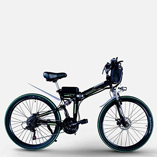 Electric Bike : AYHa Folding Electric Mountain Bike, 350W / 500W 8-15Ah 26 inch Fashion Urban Electric Bike Portable Disc Brake Suitable for Men Women City Commuting, Black, 48V10AH500W