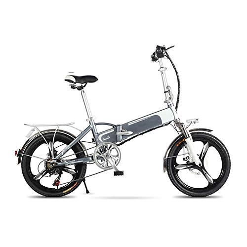 Electric Bike : AYHa Mini Electric Bike, 20'' Adult Folding Electric Bicycle Dual Disc Brakes with Intelligent Remote Control Alarm Urban Commuter E-Bike Removable Battery, Grey, 12AH