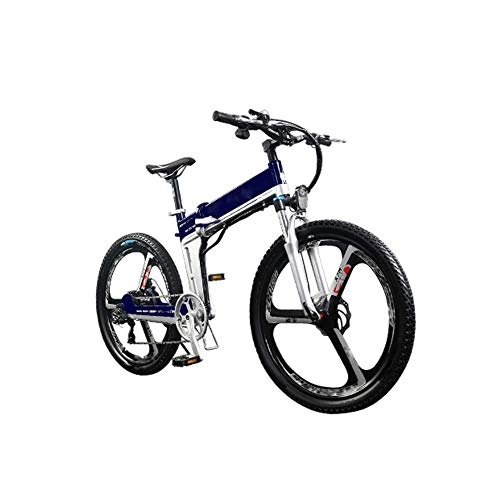 Electric Bike : AYHa Mini Electric Bike, with 400W Motor 26'' Folding Mountain Electric Bicycle Hidden Removable Lithium Battery Dual Disc Brakes City Electric Bike for Adults Unisex, Blue