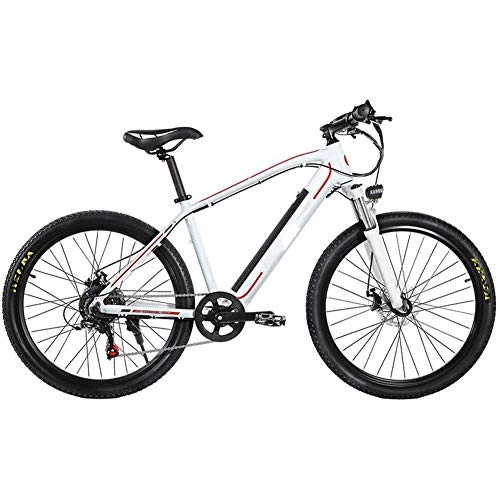 Electric Bike : AYHa Mountain Electric Bicycle, 26 inch Adult Travel Electric Bicycle 350W Brushless Motor 48V 10Ah Removable Lithium Battery Front Rear Disc Brake 27 Speed, White