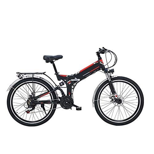 Electric Bike : AYHa Mountain Folding Electric Bike, 21 Speed 300W Motor Removable Dual Battery 26'' Adults City Electric Bike Dual Disc Brakes with Rear Seat, A