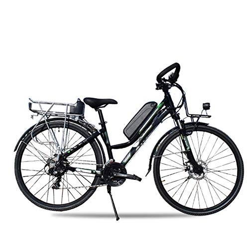 Electric Bike : AYHa Mountain Travel Electric Bike, 350W Motor 26 inch Adults Long-Distance Riding Electric Bicycle Dual Disc Brakes 24 Speed with Helmet Long Range, Black, A 10AH