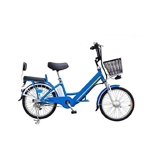 Electric Bike : AYHa Urban Commuter Electric Bike, Double Shock Absorption 20 / 24 inch Adults Lightweight E-Bike with Led Instrument Electronic Tail Light Has a Back Seat, Blue, B