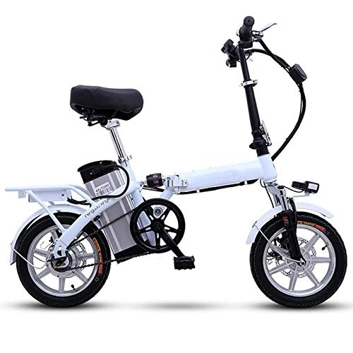 Electric Bike : AYUSHOP Electric Bikes for Adults, Foldable Lightweight Folding E Bike Commute Ebike 40-60km Range 250W Motor with 3 Riding Modes, 12 in 36V E-bike City Bicycle with Pedal, White