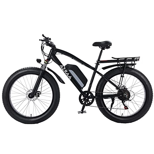 Electric Bike : AZRAA Fat Tire Electric Bike - 26x4.0 Inch Mountain Bike with 48V 10.5AH Removable Li-Ion Battery, Powerful Motor Beach Snow E-bike, Shimano 7 Speed Transmission Gears for Adults S603