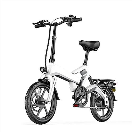 Electric Bike : BAHAOMI Electric Bike 400W Motor 48V10AH Removable Lithium Battery Front And Rear Hydraulic Shock Absorption Magnesium Alloy Wheel E-Bike 16" Folding Adults Electric Mountain Bicycle, White