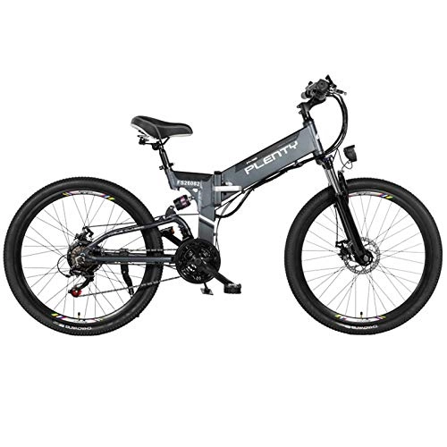 Electric Bike : BAIYIQW Electric Bike Electric Bicycle 350W high-speed motor / 48VA-class lithium battery / 3 riding modes / load bearing 140kg (24in) foldable, Gray, 48V / 12.8AH / 614WH / 120km