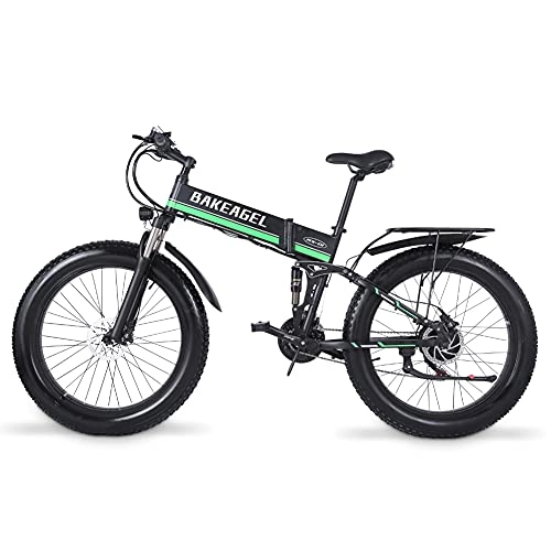 Electric Bike : BAKEAGEL Adult Electric Bike, 1000W Aluminum Alloy Electric Bicycle all Terrain, 26 inch 48V 12.8AH Removable Lithium Ion Battery Mountain Electric Bicycle for Men / Women