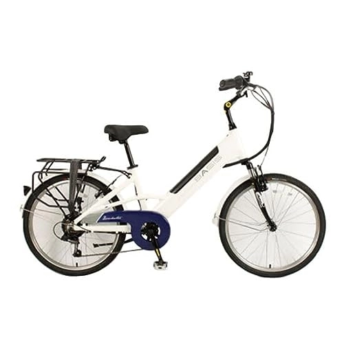 Electric Bike : Basis Dorchester Step Through Integrated Electric City Bike, 24" Wheel - White / Blue (14ah)