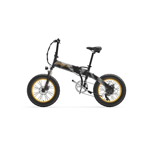 Electric Bike : BEDRE Adult Electric Bicycles, Folding Electric Bicycle Mens Mountain Bike Snow Electric Bike 20inch Cycling E Bike (Color : Yellow)