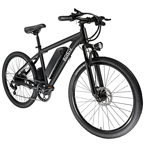 Electric Bike : BEISTE 26'' Eelectric Bikes for Adults, 350w Ebike with 36V 10.4 Ah Removable Lithium-ion Battery, Electric Mountain Bike with LCD Dsiplay and LED Front Light, Shock-absorbing Front Fork - BS-MK010