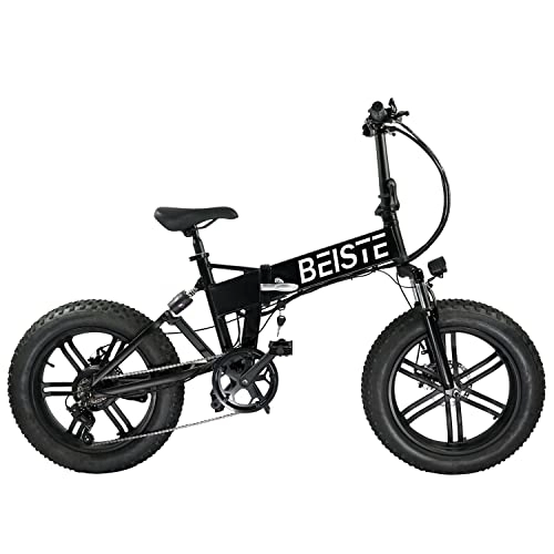 Electric Bike : BEISTE Folding Electric Bikes for Adults, Electric Bicycle with 48V 10.4Ah Battery, 20'' Fat Tire, Shimano 7-Speed, Snow Beach Mountain E-bike - 40 Miles of Pedal Assistance