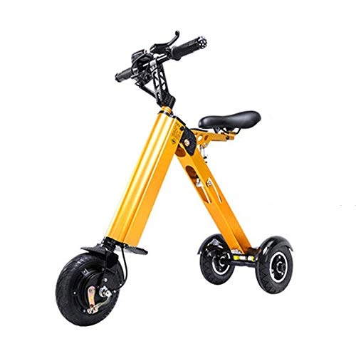 Electric Bike : BEOOK Folding Electric Car Adult Lithium Battery Bicycle Tricycle Lithium Battery Portable Travel Battery Car (can Withstand Weight 120KG) Yellow