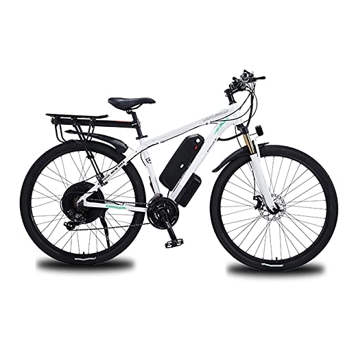 Electric Bike : Bewinch Electric Mountain Bike for Adult 29inchE-MTB Bicycle with Removable Lithium-Ion Battery 48V 13A for Men, 21Speed Gears, Double Disc Brakes, White, 29 inch