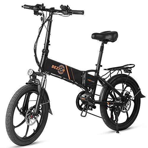 Electric Bike : Bezior Electric Bicycle E-Bike 350 W 20 Inch Folding Power Assist Electric Bicycle Moped E-Bike 10.4 Ah Battery 80 km Range for Commuters Weekend Shopping