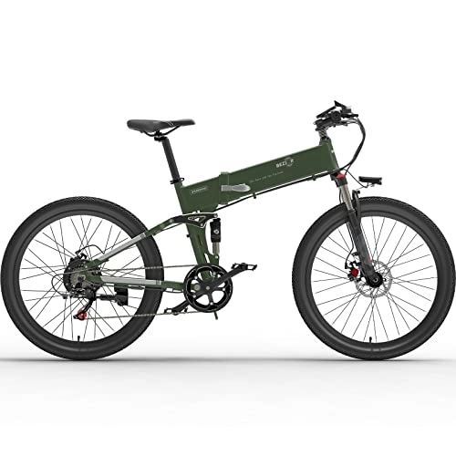 Electric Bike : Bezior Electric Bike X500Pro, 48V 10.4AH 26" Electric Mountain Bike Dirt Ebike for Adults Shimano 7-Speed 3 Riding Modes, Green