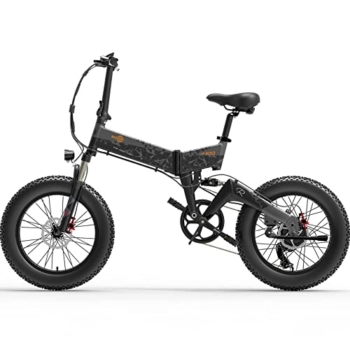 Electric Bike : Bezior Fat Tire Electric Bike XF200, 48V 15AH 20" Electric Mountain Bike Dirt Ebike for Adults Shimano 7-Speed 3 Riding Modes, Grey
