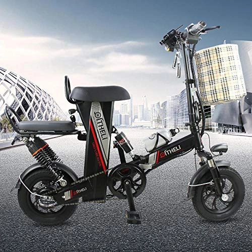 Electric Bike : Bicycle Electric Foldaway Bike with Lithium-Ion Battery, Electric Bike with 12 Inch, Foldable Electric Bike with Front LED Light for Adult@Standard Edition (Battery 8A)