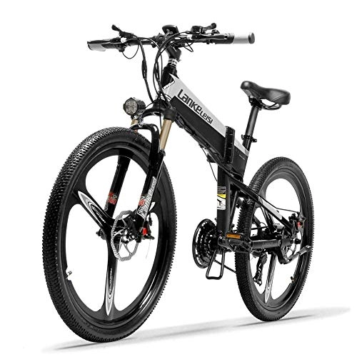Electric Bike : bicycle Mountain bike XT600 26'' Folding Ebike 400W 48V 14.5Ah Removable Battery 21 Speed Mountain Bike 5 Level Pedal Assist Lockable Suspension Fork