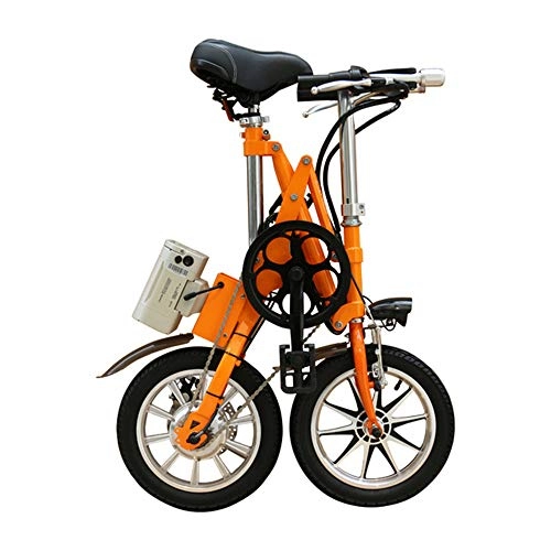 Electric Bike : Bicycles, 16-Inch Aluminum Light Folding Electric Bicycle Speed Double Disc Brakes Ultra Light Men And Women Mini Children Bicycle Mountain Bike, Orange