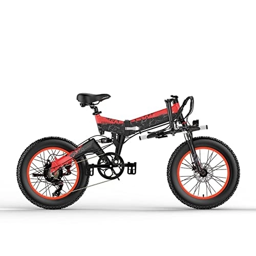 Electric Bike : Bicycles for Adults Folding Electric Bicycle Mens Mountain Bike ebike Snow Electric Bike Cycling E Bike (Color : Red)