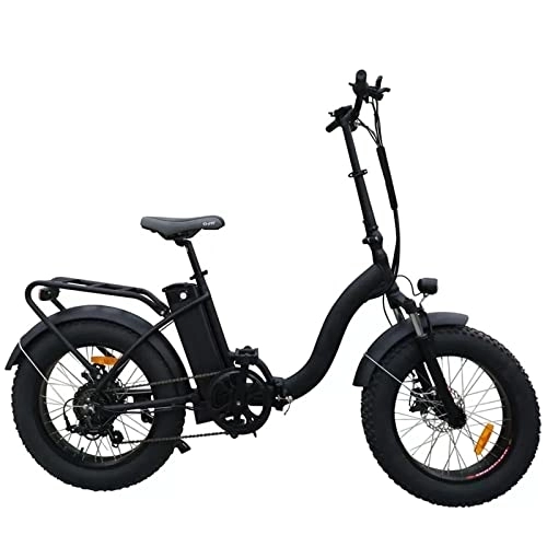 Electric Bike : Bicycles for Adults Folding Electric Bike Fat Tyre Ebike for Adults Step Through Bicycle with Battery (Color : Black)