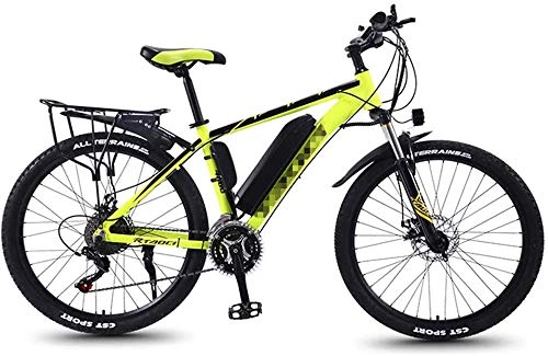 Electric Bike : Bike, 36V 350W Electric Mountain Bike 26Inch Fat Tire E-Bike Full Suspension 21 Speed Aluminum Alloy E-Bikes, Moped Electric Bicycle with 3 Riding Modes, for Outdoor Cycling Travel ( Color : Yellow )