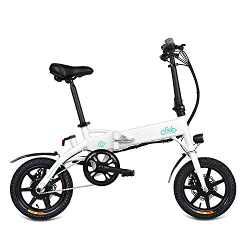 Electric Bike : Bike Electric Bicycle - Folding E With 250W 36V 14inch For Adults - 10.4 AH Lithium-Ion Battery For Outdoor Cycling Travel Work Out And Commuting White
