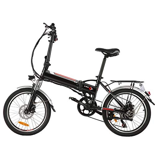 Electric Bike : BIKFUN 20" Folding Electric Bike for Adults, 20 inch Electric Bicycle with 250W Motor 36V 8Ah Removable Battery 7-Speed Gears, E-bike with Pedal Assist & Throttle (Shine black)