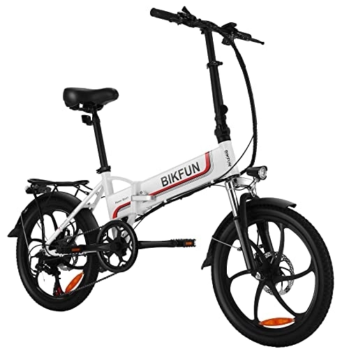 Electric Bike : BIKFUN 20" Folding Electric Bike for Adults, 20 inch Electric Bicycle with 48V 10Ah Removable Battery 7-Speed Gears, E-bike with Pedal Assist & Throttle