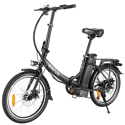 Electric Bike : BIKFUN 20 inch Folding Electric Bike with 10Ah 360Wh Lithium Battery, 20" Step Through Adult Electric Bicycle Foldable E-bike Shimano 7 Speed, City Style